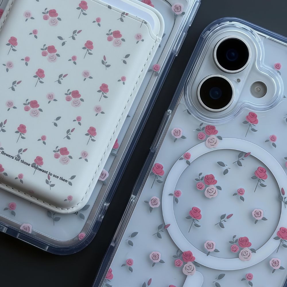 Pink Floral MagSafe iPhone Cases with Wallet
