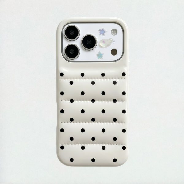 White Polka Dot Puffer iPhone Case