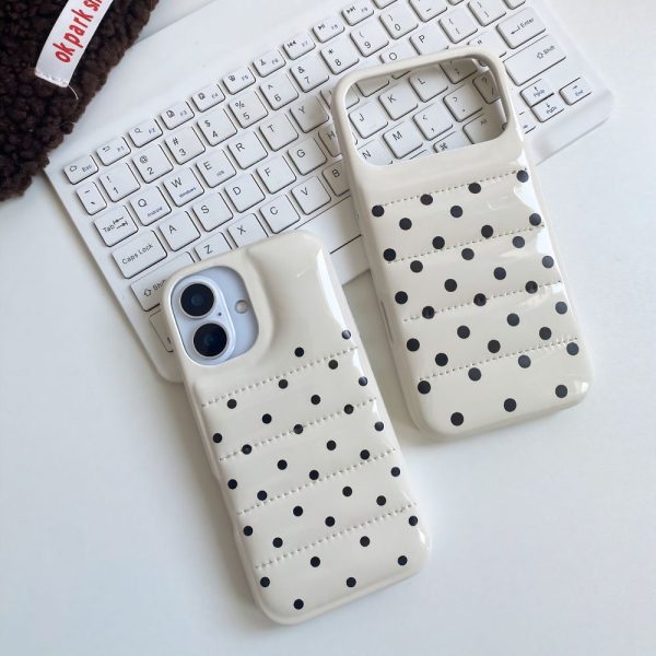 White Polka Dot Puffer iPhone Cases for iPhone 17 and 17 Pro Max